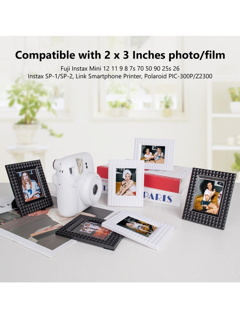 كاست ويف إطار صور 2×3، مجموعة من 6 إطارات صور بلاستيكية صغيرة متوافقة مع فيلم فوجي فيلم إنستاكس/بولارويد 2×3 بوصة، مجموعة عرض الصور لإطار فيلم فوجي إنستاكس (أسود + أبيض) - Image 3