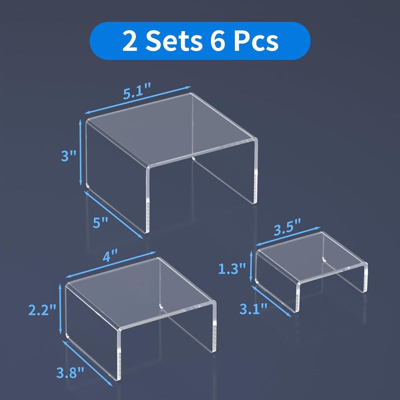نيوبي حامل عرض أكريليك من مجموعتين، رف عرض شفاف بثلاث درجات لعرض تماثيل Amiibo وFunko POP - 3x3x5 بوصة - Image 2