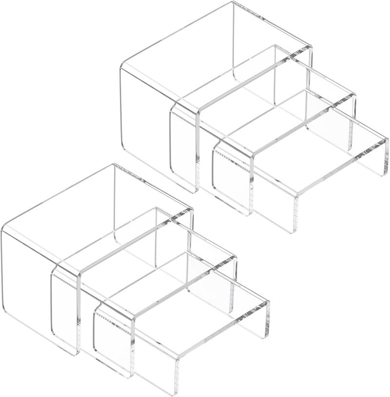 نيوبي حامل عرض أكريليك من مجموعتين، رف عرض شفاف بثلاث درجات لعرض تماثيل Amiibo وFunko POP - 3x3x5 بوصة - Image 1