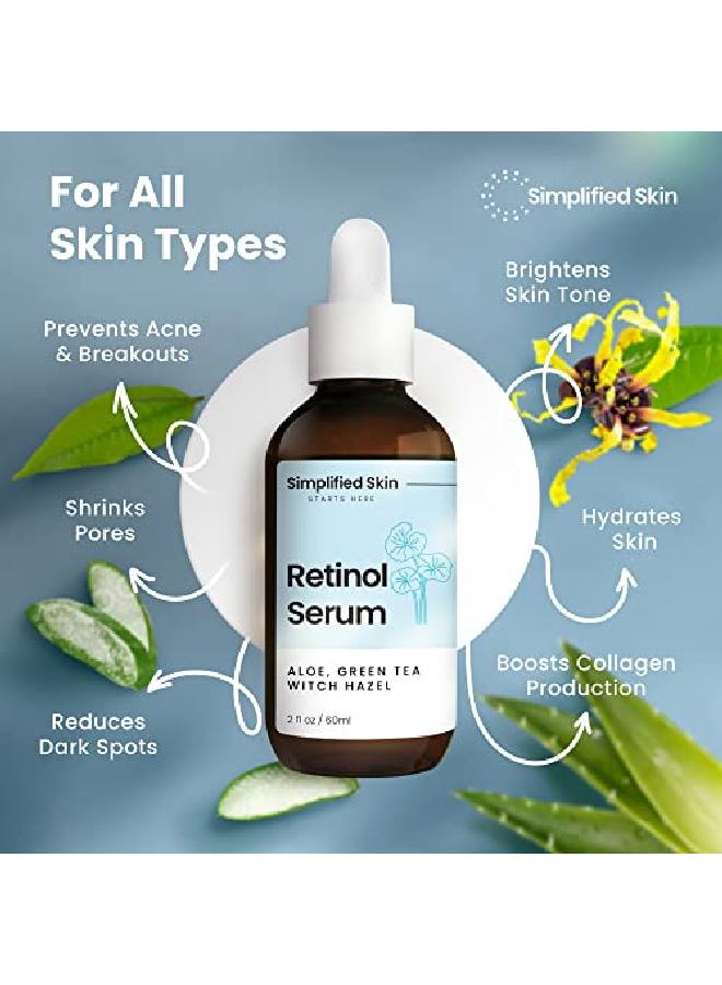 simplified skin Retinol Serum 25% For Face & Eyes (2 Oz) With Vitamin A E Hyaluronic Acid & Green Tea For Antiaging Fine Lines & Wrinkles Brightening Facial Serum For Day & Night Use By Simplified Skin  - Image 3