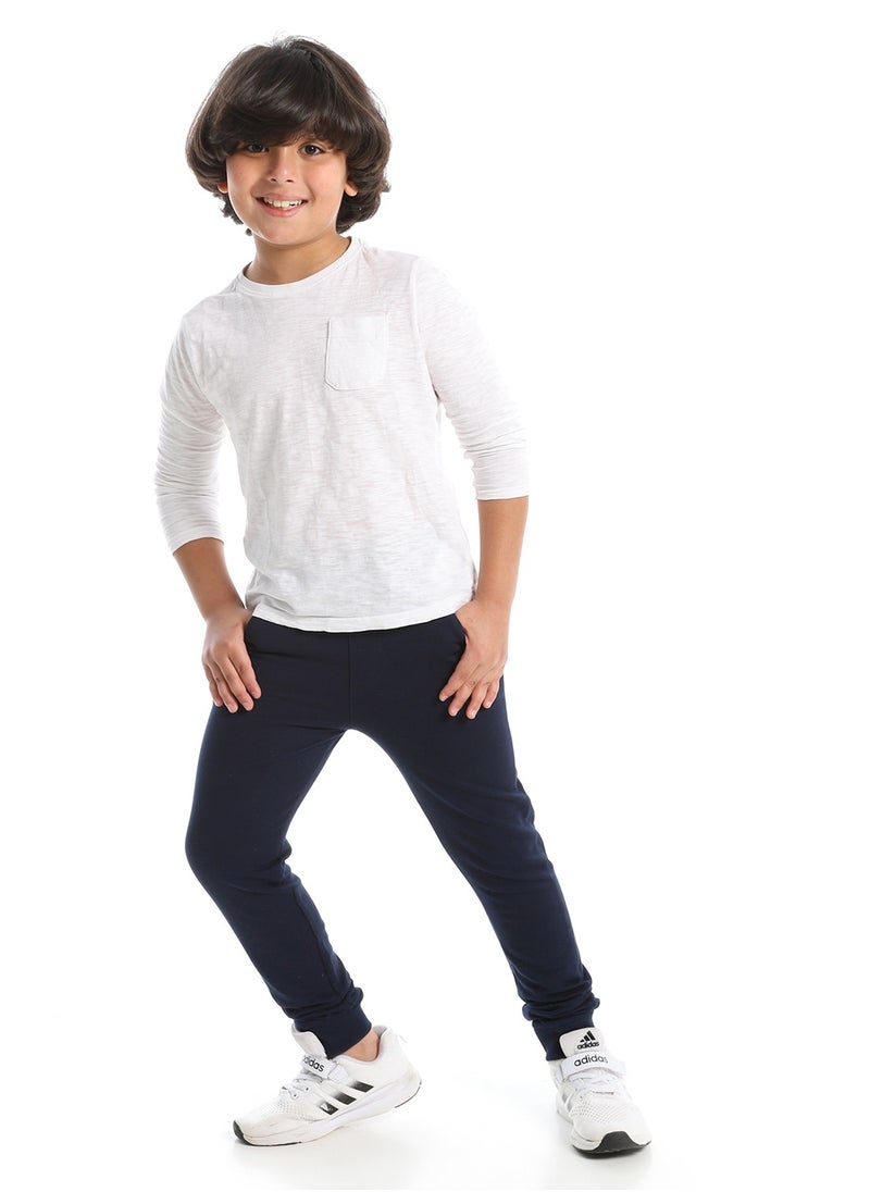 Andora Boys Trousers With Elastic Waist & Hem_Navy Blue  - Image 1