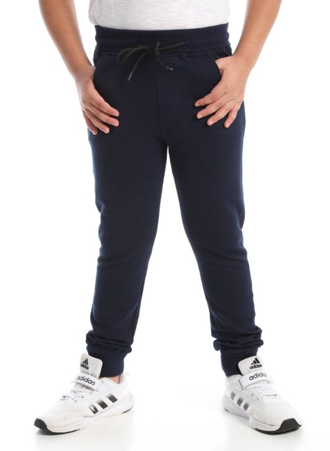 Boys Trousers With Elastic Waist & Hem_Navy Blue