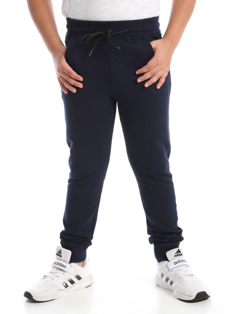 Andora Boys Trousers With Elastic Waist & Hem_Navy Blue - Image 1