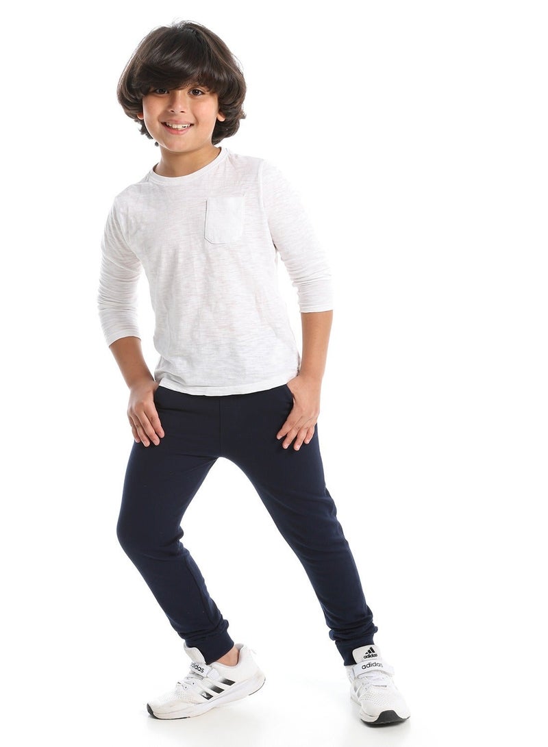 Andora Boys Trousers With Elastic Waist & Hem_Navy Blue - Image 5