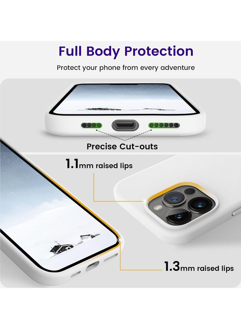 أكاليكس جراب سيليكون متوافق مع iPhone 14 Pro Max، سيليكون سائل رفيع، طبقات من المطاط الهلامي الناعم المقاوم للصدمات، جراب حماية للهاتف مع بطانة من مادة TPU (أبيض) - Image 4