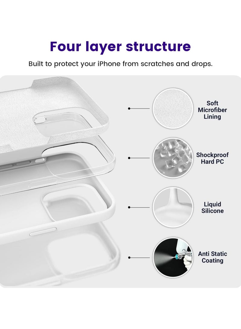 أكاليكس جراب سيليكون متوافق مع iPhone 14 Pro Max، سيليكون سائل رفيع، طبقات من المطاط الهلامي الناعم المقاوم للصدمات، جراب حماية للهاتف مع بطانة من مادة TPU (أبيض) - Image 3
