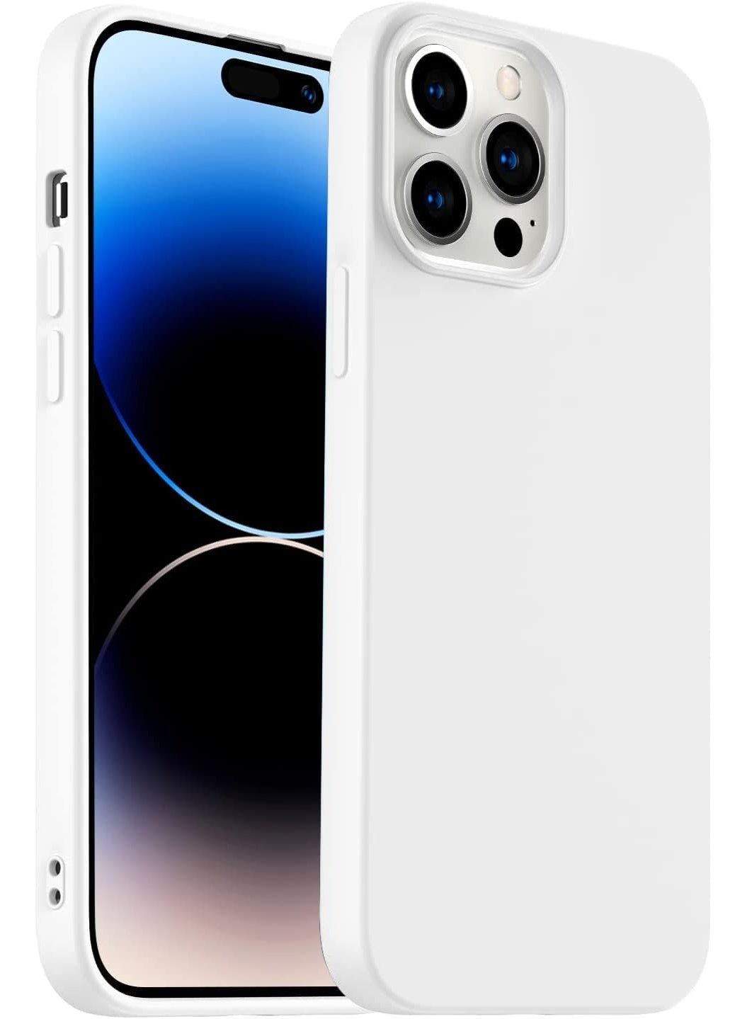 ACLIX Premium Liquid Silicone Case for iPhone 14 Pro Max Slim Fit, Soft Touch with Microfiber Lining & Enhanced Camera Protection - Durable & Anti-Fingerprint | White