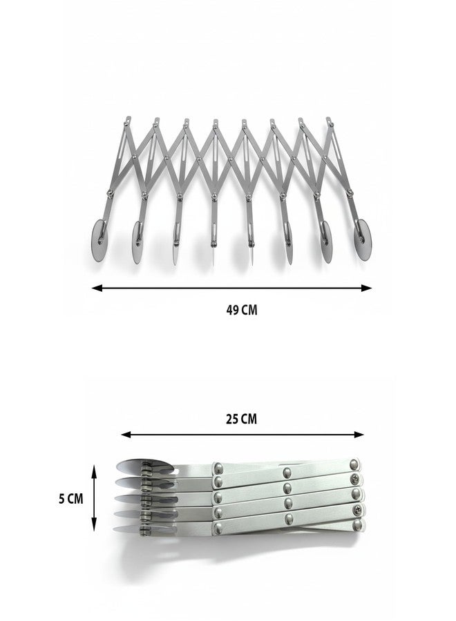 HS WORLD OF HORECA ESSENTIALS HS Stainless Steel 5-Wheel Expandable Dough Cutter Tool Pasta/Kaju Katli/Pastry Sheets/Samosa/Puffs Patti Cutter - Image 2