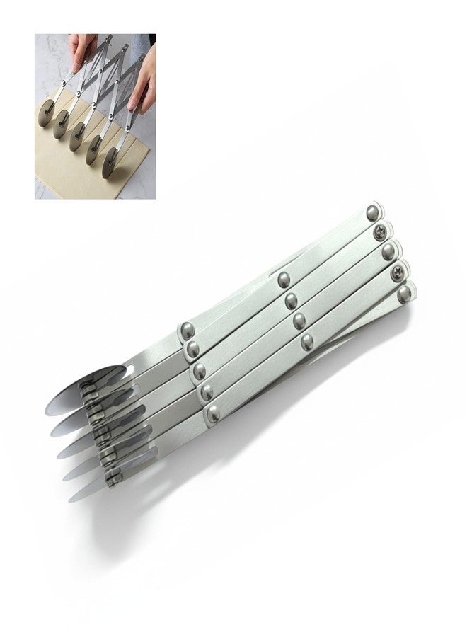 HS WORLD OF HORECA ESSENTIALS HS Stainless Steel 5-Wheel Expandable Dough Cutter Tool Pasta/Kaju Katli/Pastry Sheets/Samosa/Puffs Patti Cutter - Image 1