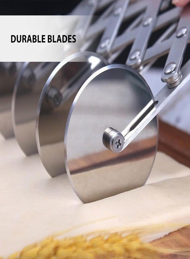 HS WORLD OF HORECA ESSENTIALS HS Stainless Steel 5-Wheel Expandable Dough Cutter Tool Pasta/Kaju Katli/Pastry Sheets/Samosa/Puffs Patti Cutter - Image 4