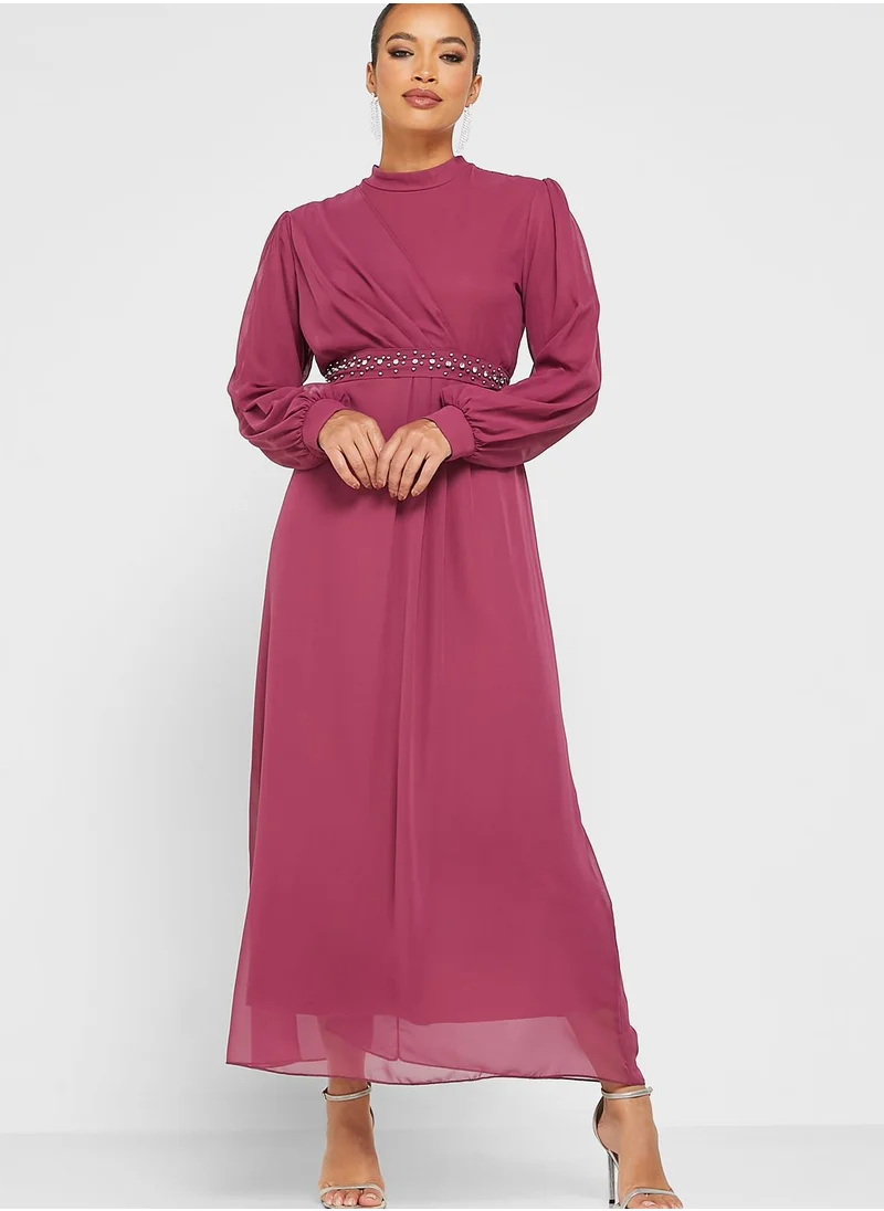 Khizana Embellished Waistbelt Detail Dress