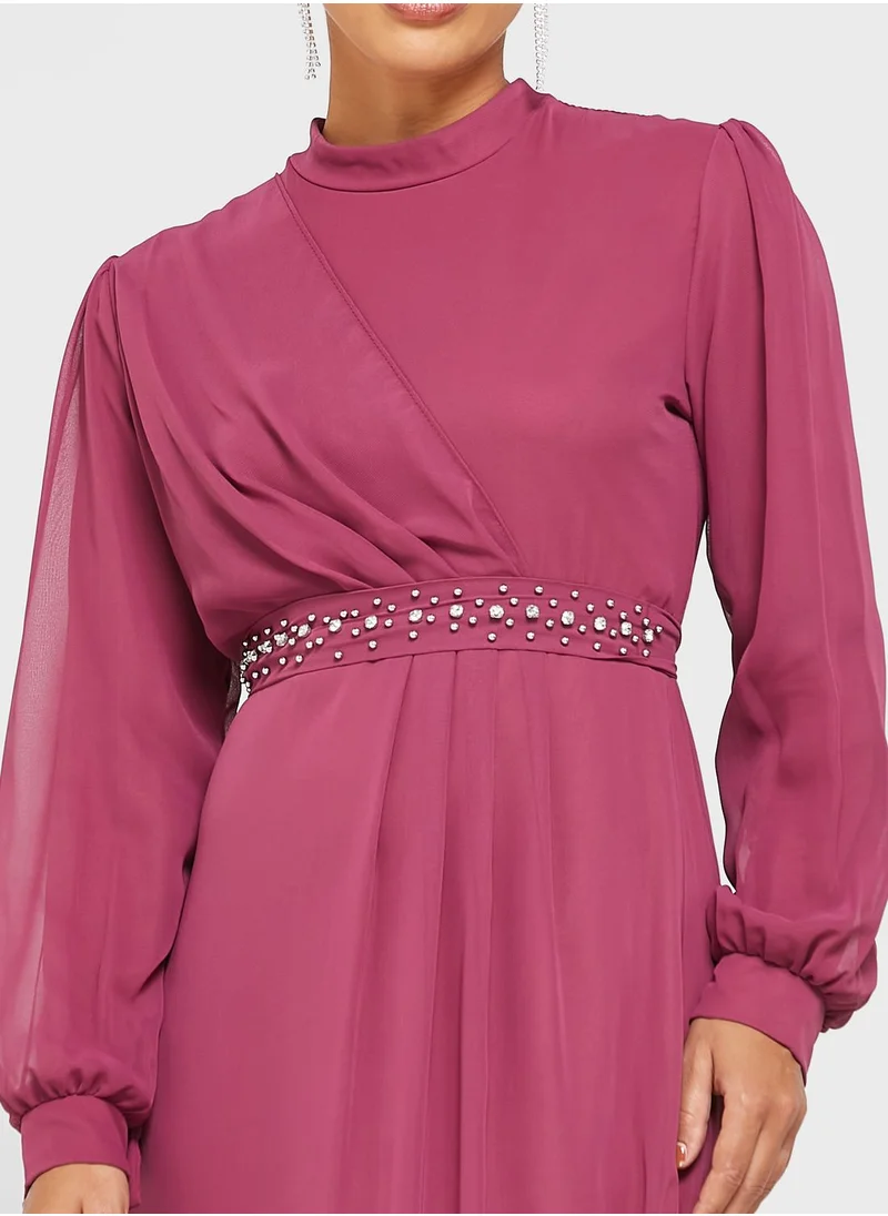 Khizana Embellished Waistbelt Detail Dress