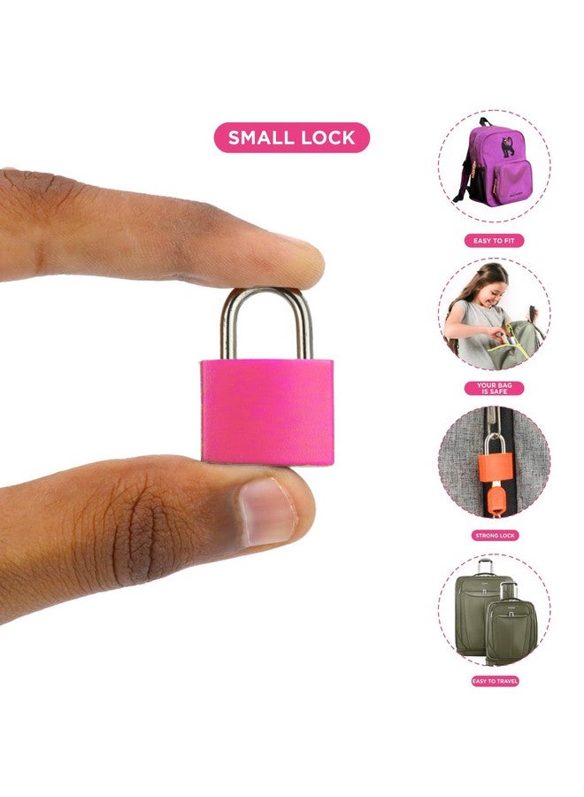 NFI essentials Set of 4 Suitcase Locks, Multicolor Luggage Padlocks Set, Lock with Keys, Small Luggage Locks, Mini Locker, Zipper Lock, Tiny Locker for School Gym Backpack - Image 3