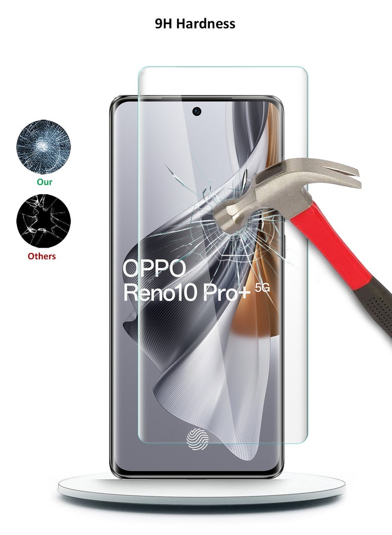 دبليو تيك Oppo Reno10 Pro+ / Oppo Reno10 Pro Plus 5G 2023 حامي شاشة زجاجي مقسى بغطاء كامل للأشعة فوق البنفسجية (MSGUCN) - شفاف - Image 2