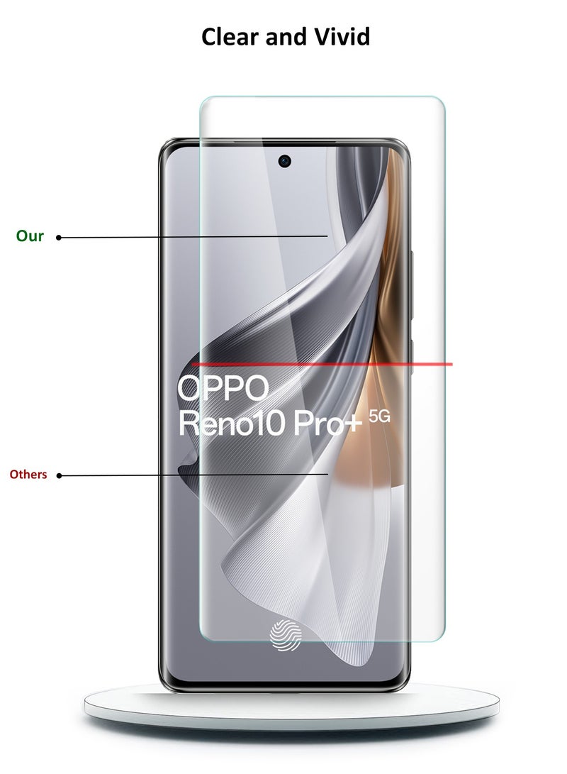دبليو تيك Oppo Reno10 Pro+ / Oppo Reno10 Pro Plus 5G 2023 حامي شاشة زجاجي مقسى بغطاء كامل للأشعة فوق البنفسجية (MSGUCN) - شفاف - Image 3