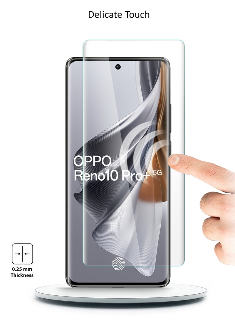 دبليو تيك Oppo Reno10 Pro+ / Oppo Reno10 Pro Plus 5G 2023 حامي شاشة زجاجي مقسى بغطاء كامل للأشعة فوق البنفسجية (MSGUCN) - شفاف - Image 4