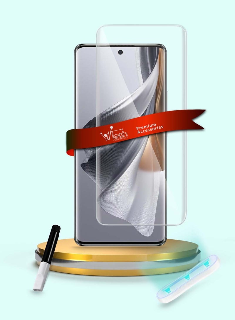 دبليو تيك Oppo Reno10 Pro+ / Oppo Reno10 Pro Plus 5G 2023 حامي شاشة زجاجي مقسى بغطاء كامل للأشعة فوق البنفسجية (MSGUCN) - شفاف - Image 1