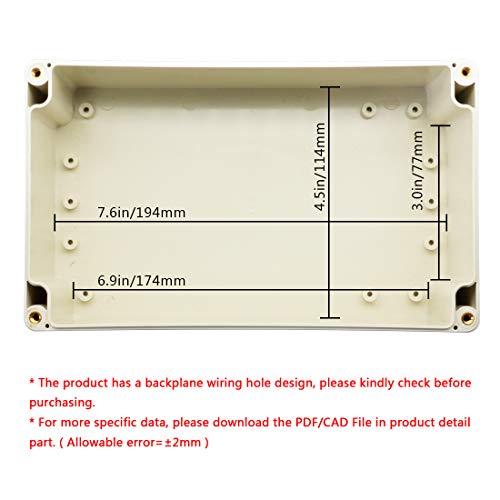 LeMotech Waterproof Dustproof IP65 ABS Plastic Junction Box Universal Electric Project Enclosure Pale Gray 7.9 x 4.7 x 2.95 inch (200 x 120 x 75 mm) - Image 5