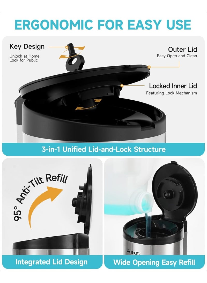 AIKE Automatic Wall Mount Liquid Soap Dispenser, Commercial Stainless Steel with 25oz Large Capacity Save Time Effort and Cost,Model AK1205(Brushed) - Image 5