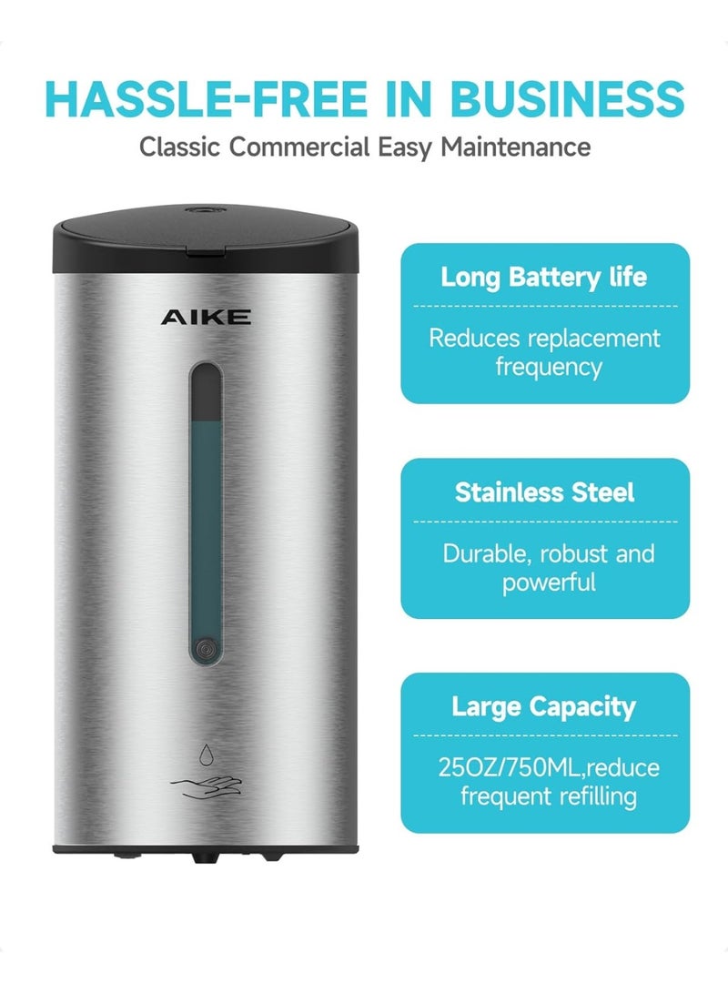 AIKE Automatic Wall Mount Liquid Soap Dispenser, Commercial Stainless Steel with 25oz Large Capacity Save Time Effort and Cost,Model AK1205(Brushed) - Image 2