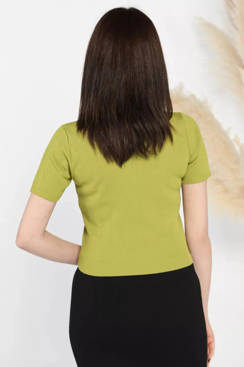 جولسلي Self Patterned Front Rose Embroidered Women's Crop Top Blouse