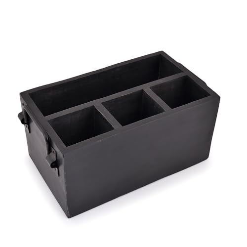 EDHAS Mango Wood 4 Compartment Flatware Caddy, Cutlery Utensil Holder with Napkin Holder for Kitchen, Dining, Picnics (10" x 6" x 5") - Image 2