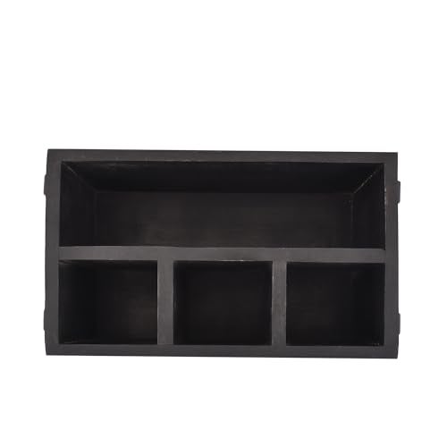 EDHAS Mango Wood 4 Compartment Flatware Caddy, Cutlery Utensil Holder with Napkin Holder for Kitchen, Dining, Picnics (10" x 6" x 5") - Image 4