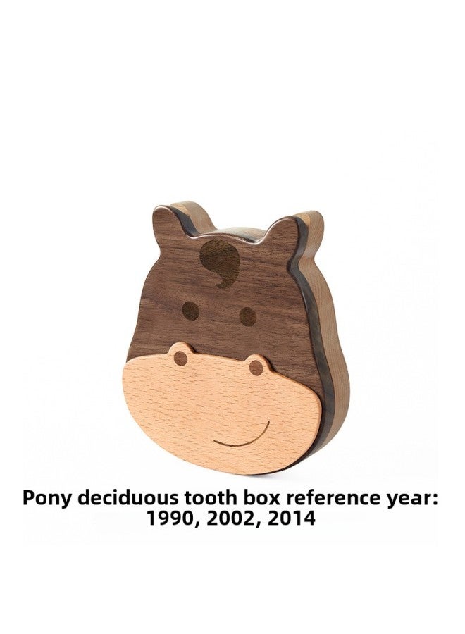 Mu Mu Zodiac Teeth Box Children's Solid Wood Teeth Storage Box For Boys And Girls Preservation Fetal Hair Commemorative Teeth Replacement Collection Box-Color:Zodiac Horse Deciduous Teeth Box  - Image 1