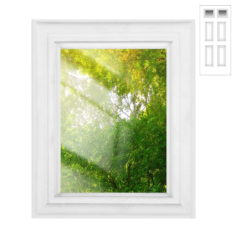 Pushglossy 10" x 8" Entry Door Clear Glass Insert Low-e 1 Lite White Frame Easy to Install Window Grille Inserts for Garage Replacement Double Panels Glass Windows Exterior Door Frame Replacement Kit - Image 1