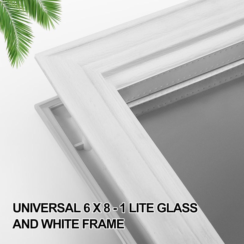 Pushglossy 10" x 8" Entry Door Clear Glass Insert Low-e 1 Lite White Frame Easy to Install Window Grille Inserts for Garage Replacement Double Panels Glass Windows Exterior Door Frame Replacement Kit - Image 3