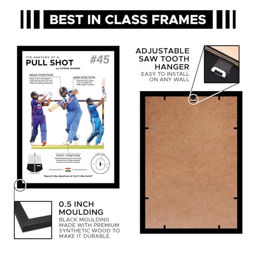 CodersParadise Wood Rohit Sharma Wall Poster Frames | 8X12 Inch (A4 Size) | Hanging Wall Artwork Frames For Home Bedroom, Living Room And Walls Aesthetics - Image 5
