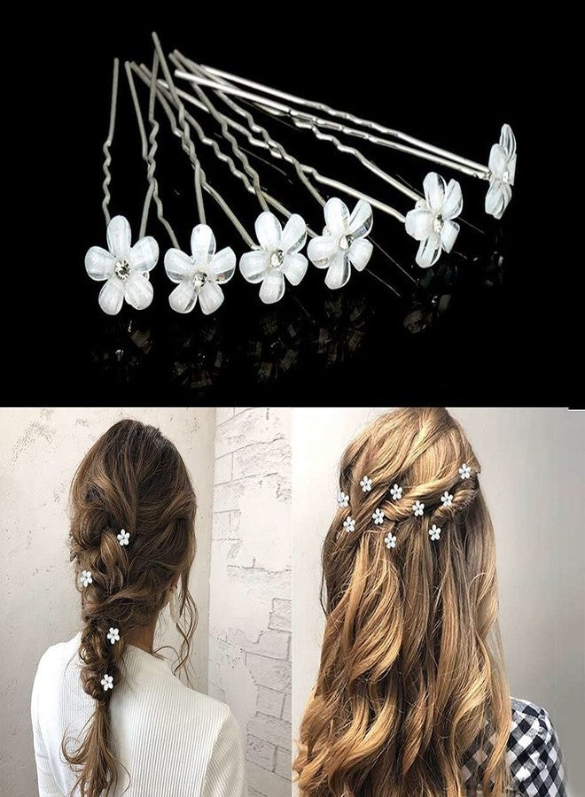 BetterJonny 40Pcs Bridal Wedding Hair Pins, BetterJonny Rhinestone Flowers Pearl Hair Clips Accessories U-Shaped Hairpins for Women Girls Wedding Hairstyles - Image 2