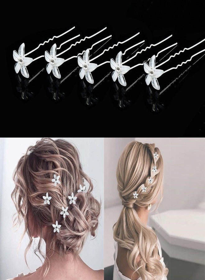 BetterJonny 40Pcs Bridal Wedding Hair Pins, BetterJonny Rhinestone Flowers Pearl Hair Clips Accessories U-Shaped Hairpins for Women Girls Wedding Hairstyles - Image 5