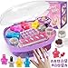 RIANEAN Girls Nail Polish Set Purple Toys for Girl Age 5 6 7 8 9 10 Nail Care Kit with Nail Polish Nail Dryer Fake Nails Nail Glitter Filer and Toe Separator for Girls 58 - Image 2