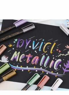 XiuWoo Metallic Brush Marker Pens - Art Markers for Calligraphy, Lettering, Black Paper, Rock Painting, Card Making, Scrapbooking, Fabric, Metal, Ceramics, Wine Glass, Set of 10  - Image 2