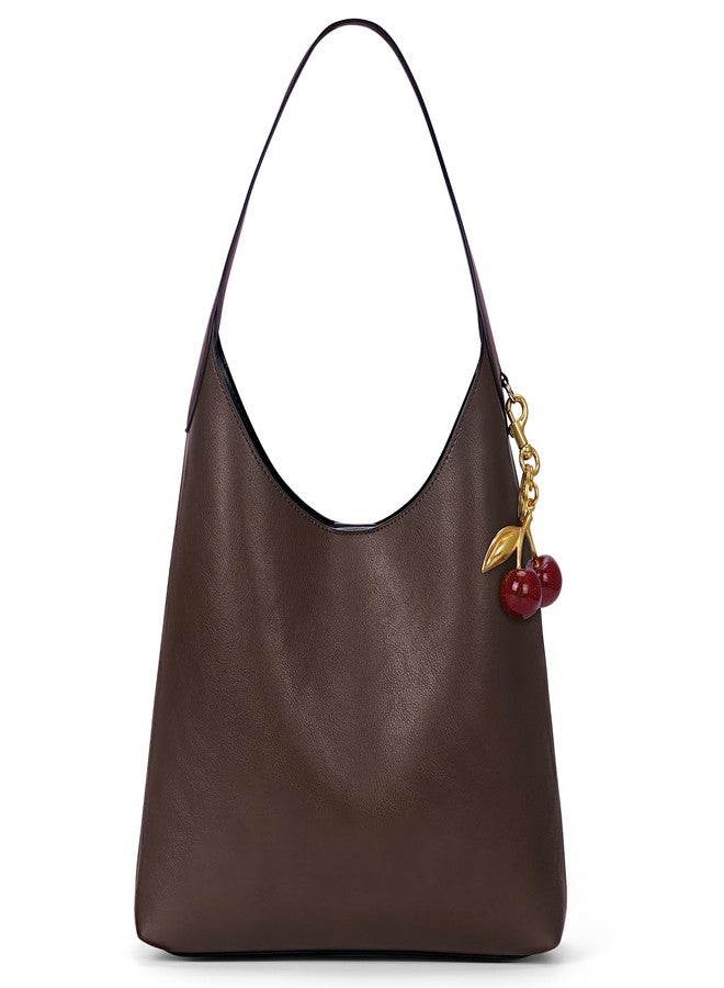 HICARRY Faux Suede Hobo Bags Vegan Leather Shoulder Bag Tote for Women Medium Slouchy Designer Handbags Purses Fall Fashion, Faux Leather-brown - Image 1