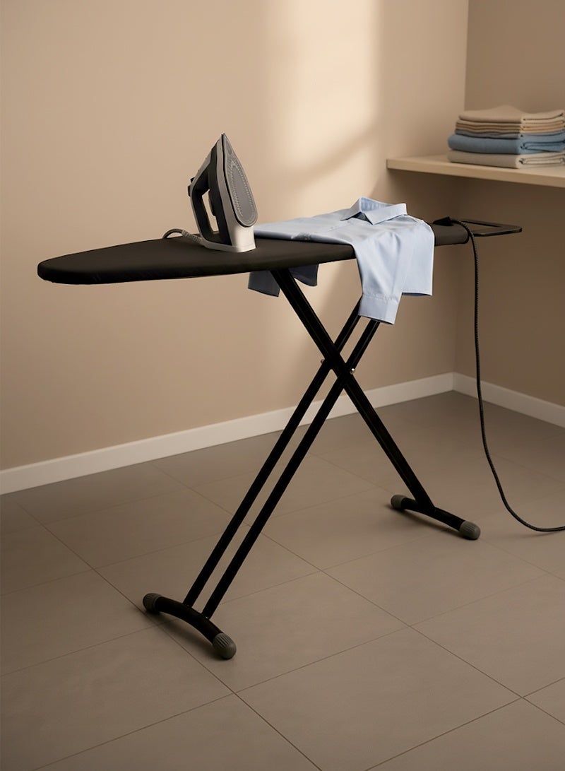 AGD Ironing Board with Foldable Heat-Resistant Cover, Adjustable Height/ Black - Image 1