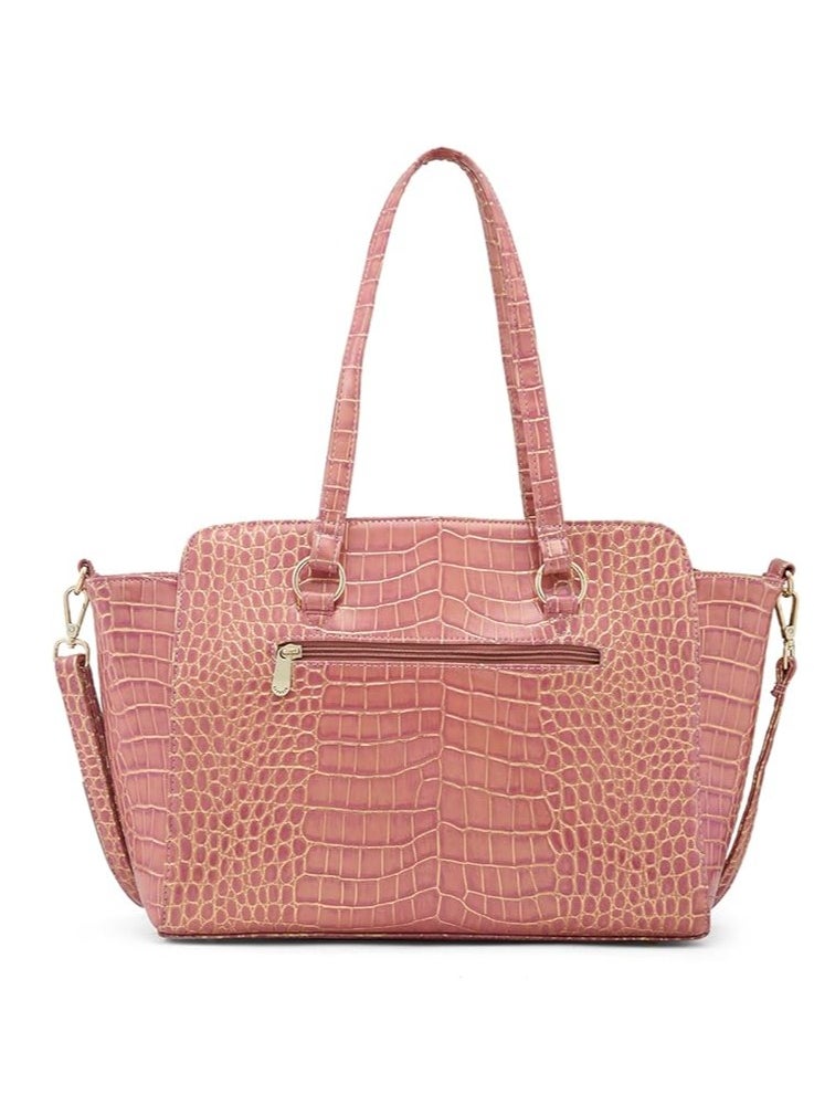 CAPRESE - Caprese Miranda Satchel, Pink-Large | Stylish Handbag for Women with Animal Print | Secure Top Zip & Multiple Compartments | Perfect for Casual & Daily Use - Image 1