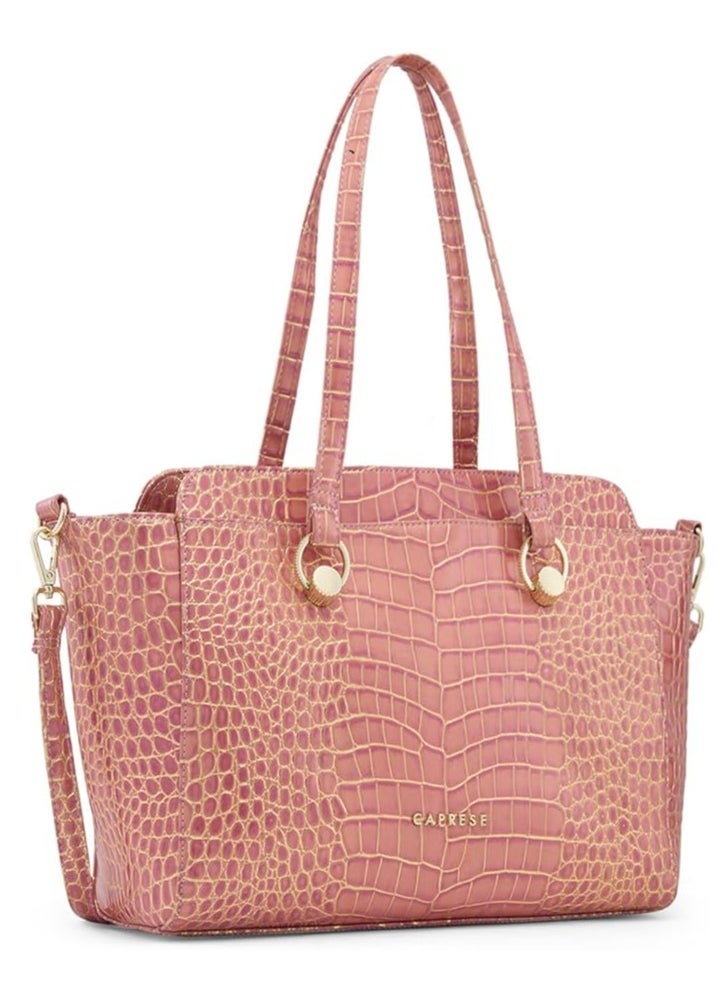 CAPRESE - Caprese Miranda Satchel, Pink-Large | Stylish Handbag for Women with Animal Print | Secure Top Zip & Multiple Compartments | Perfect for Casual & Daily Use - Image 1