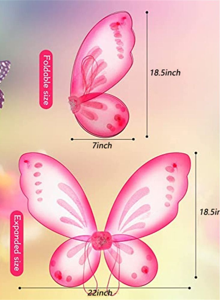 Butterfly Wings Dress Up Fairy Wings for Girls Princess Costumes Accessories Birthday Party Fairy Festival Rave Dress Up - Image 3