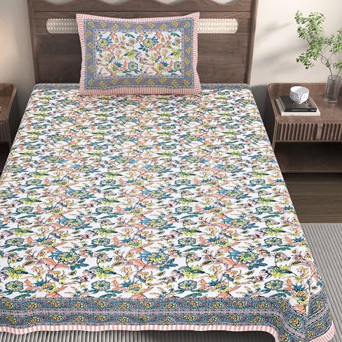 EasyGoods® Cotton Bedsheet for Single Bedsheet with 1 Pillow Cover 60x90 Inch, Handcrafted Bed Sheets (Light Pink) - Image 2