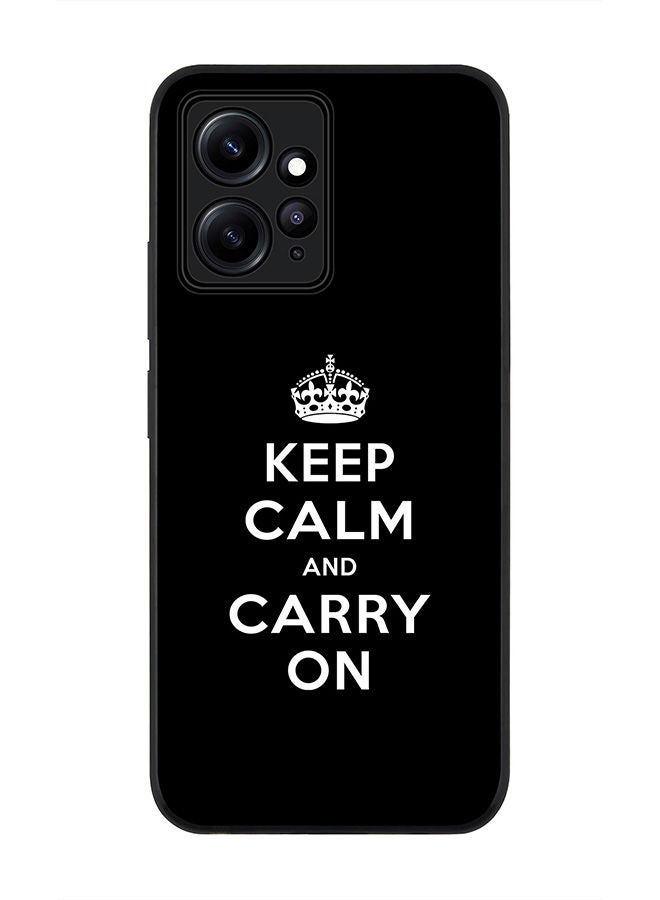 Stylizedd Rugged Black edge case for Redmi Note 12 4G Slim fit Soft Case Flexible Rubber Edges Anti Drop TPU Gel Thin Cover - Keep calm and carry on - Image 1