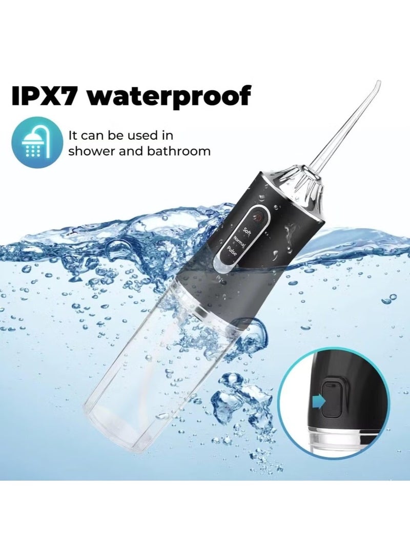 أكاليكس جهاز تنظيف الأسنان بالماء المحمول لاسلكي - خيط مائي للفم بشحن USB-C، خزان 230 مل، مقاوم للماء IPX7، 3 أوضاع تنظيف، مع 4 رؤوس نفاثة للعناية بالأسنان واللثة وتقويم الأسنان - أخضر - Image 3