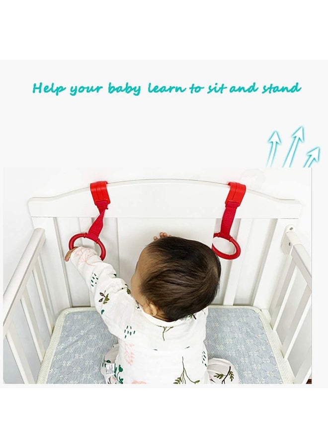 Baby Pull up Rings,Standing Walker Crib Tool 4 Pieces playpen Crib Hook Ring Help Baby Stand Universal Walking Training Tool - Image 4