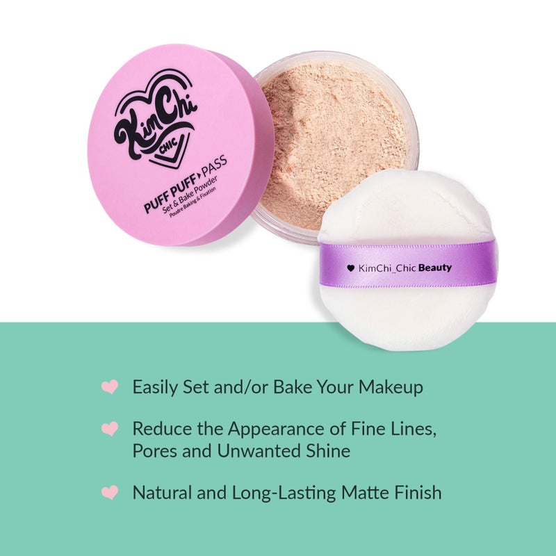 Kimchi Chic بودرة التثبيت KimChi Chic Beauty Puff Puff Pass Set & Bake، بودرة ناعمة للتشطيب - شفافة - Image 2