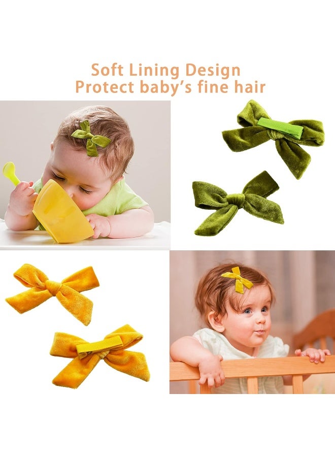 Yxiang 24PCS/12Pairs Baby Girls Hair Clips 4Inches Velvet Hair Bows Solid Color Fully Lined Non Slip Barrettes Hair Accessories for Toddler Little Girl School Kid - Image 5