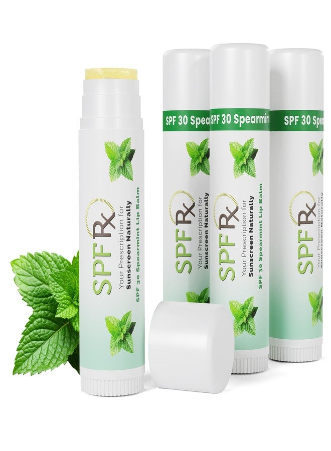 SPF Rx, SPF 30 Spearmint Sunscreen Lip Balm Broad Spectrum Protection, Rapid Relief for Dry Chapped Lips, Superior Protection Against UVA & UVB Rays - 0.15 oz, (4 Pack - Image 1