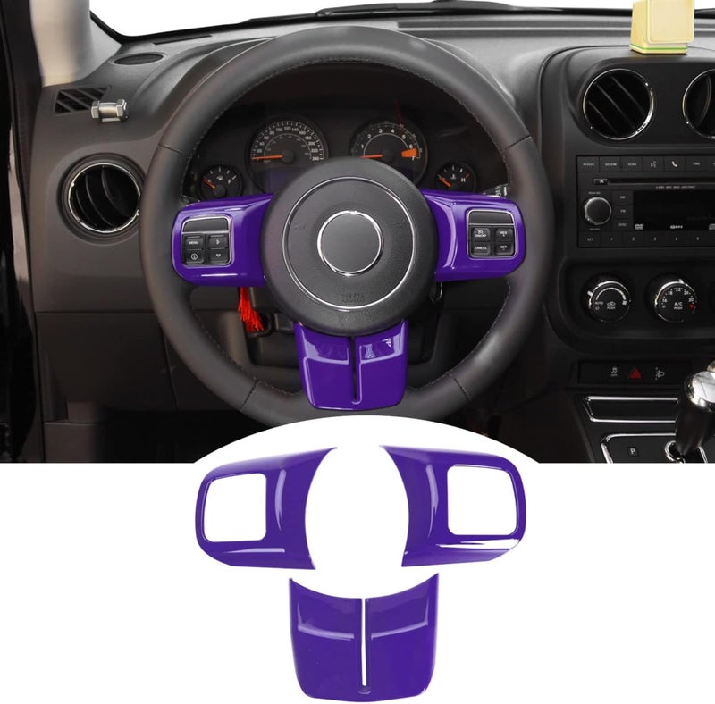 JeCar Interior Steering Wheel Decoration Trim Kits For Jeep Wrangler 2011-2017 JK & Unlimited/Patriot Compass 2011-2016 & Grand Cherokee 2011-2013, Purple - Image 1