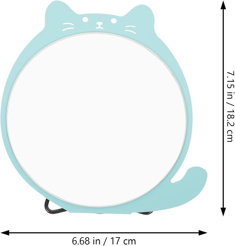 Folding Hanging Wall Mirror with Tabletop Stand, Green Irregular Shape Dressing Mirror for Dormitory and Office Use - Image 2