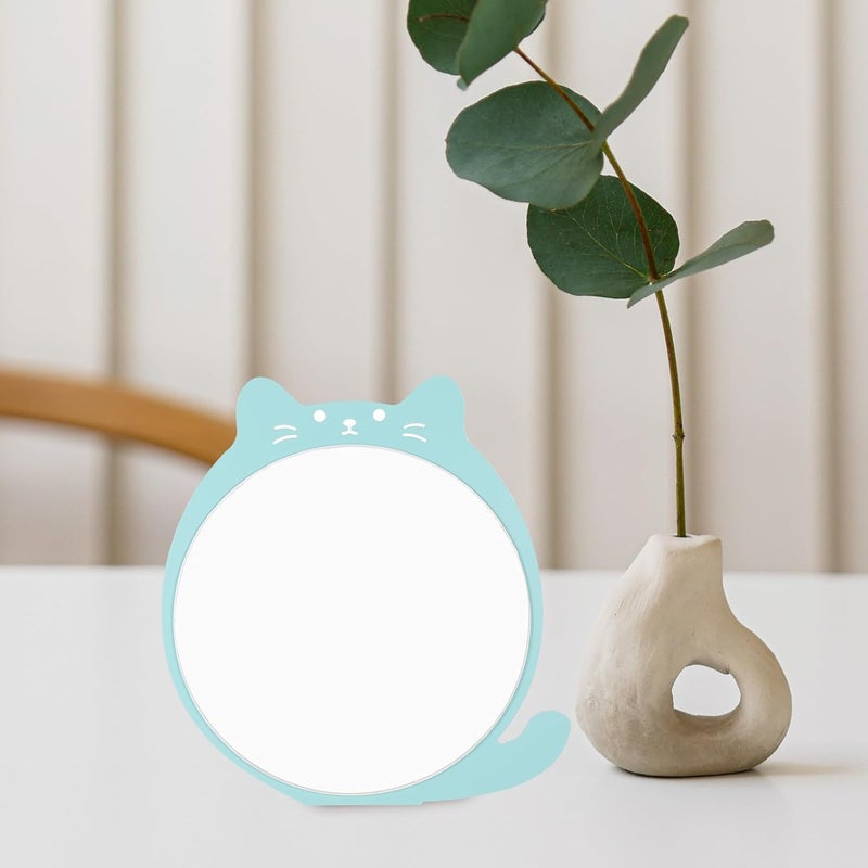 Folding Hanging Wall Mirror with Tabletop Stand, Green Irregular Shape Dressing Mirror for Dormitory and Office Use - Image 3